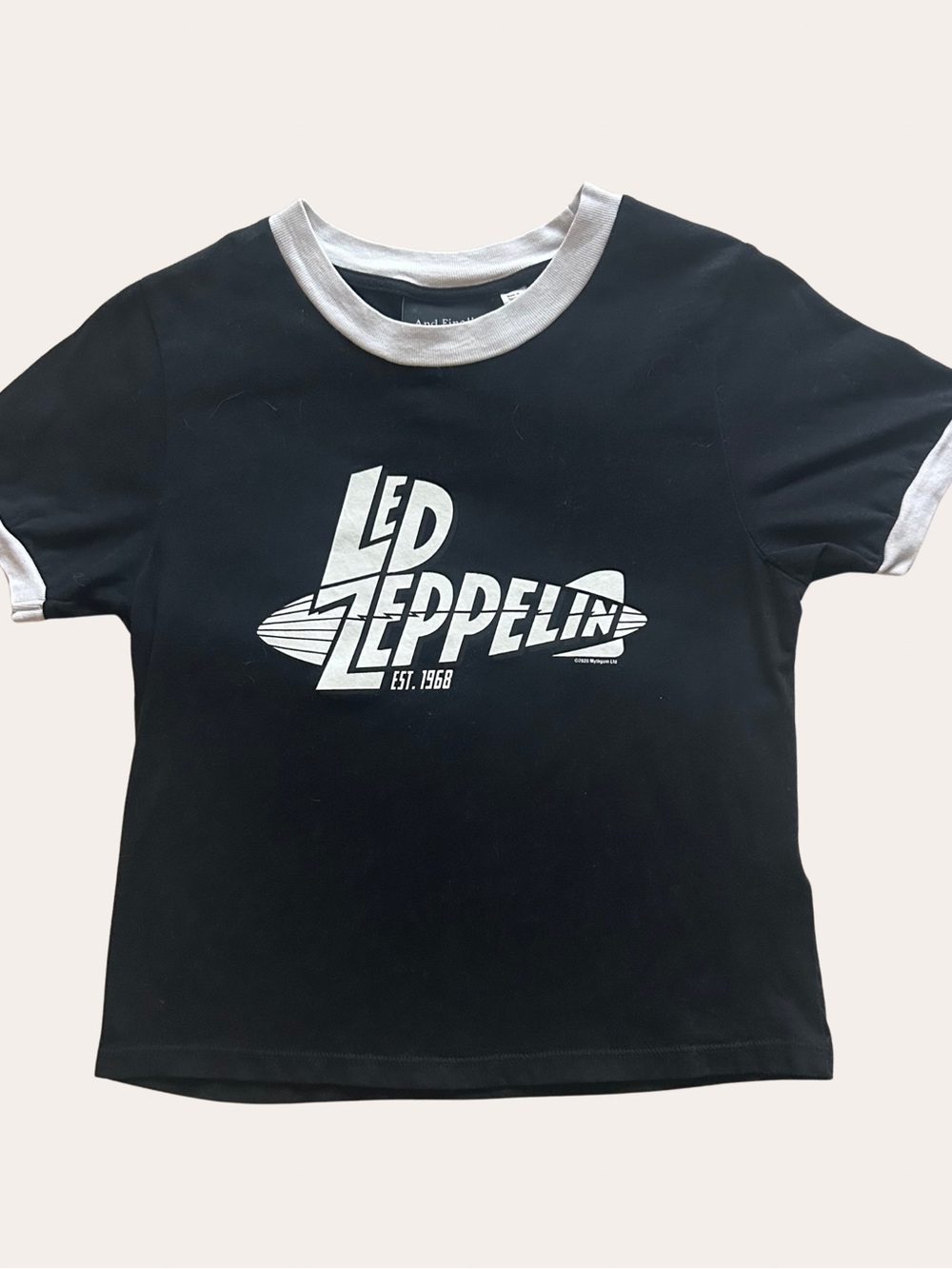 Topshop Black & White Led Zeppelin Graphic Crop Tee